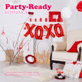 4E's Novelty 13 Inch XOXO Foil Balloons - Valentines Day Balloons Hanging Valentines Decorations Party Supplies Romantic Valentines Day Decorations for Home Office Proposal