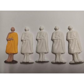 Thailand Buddhist Monk Figures Set of 4 Unpainted, Buddha Buddhism,2.3"