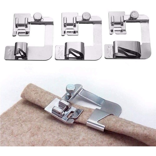 PannySewCraft 3 Sizes Rolled Hem Pressure Foot Sewing Machine Presser Foot Hemmer Foot Set (1/2 Inch, 3/4 Inch, 1 Inch) for Singer, Brother, Janome and Other Low Shank Adapter
