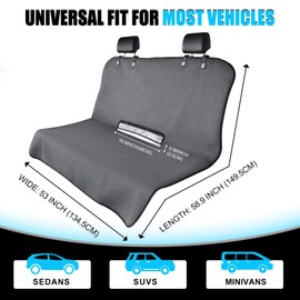 Universal Waterproof Terry Cloth Car Back Seat Cover - Heavy Duty Sweat Towel Rear Seat Protector for Post-Gym, Yoga, Beach, Pets & Kids - Machine Washable, Non-Slip Backing, Gray (55" x 29")