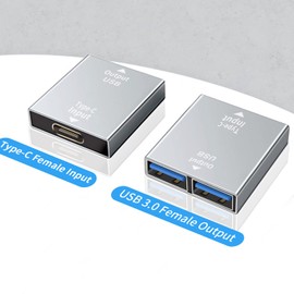 Duttek USB C to USB Adapter, USB C Female to Dual USB 3.0 Female Adapter Male, USB C Splitter Support Super Speed Data Sync for Laptop PC Charger