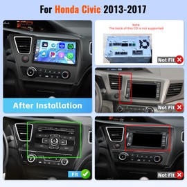 2+64G Realdio Android 15 Car Stereo for Honda Civic 2013 2014 2015 2016 2017 CarPlay Android Auto, 9" Touch Screen Car Radio with GPS WiFi Bluetooth EQ 26UI Backup Camera MIC