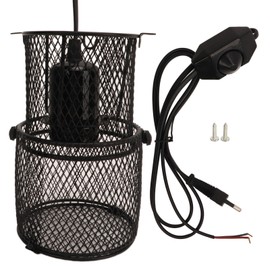 Reptile Heat Lamp Guard Avoid Scald Retractable Reptile Heat Lamp Mesh Cover Heat Protector with E27 Ceramic Lamp Holder EU Plug 220‑240V