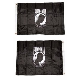 Moon Knives 2x3 Embroidered POWMIA POW MIA Double Sided 220D Nylon Flag 2x3 2 clips - Party Decorations Supplies For Parades - Prime Outside, Garden, Men Cave Decor Flag