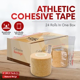 HEALQU Self Adhesive Bandage Wrap - 12 Rolls 2in x 5yd Cohesive Tape for Athletic and Sports - Self Adherent Medical Tape, Flexible, Elastic Bandages for Wrist & Ankle Vet Wrap for Dogs