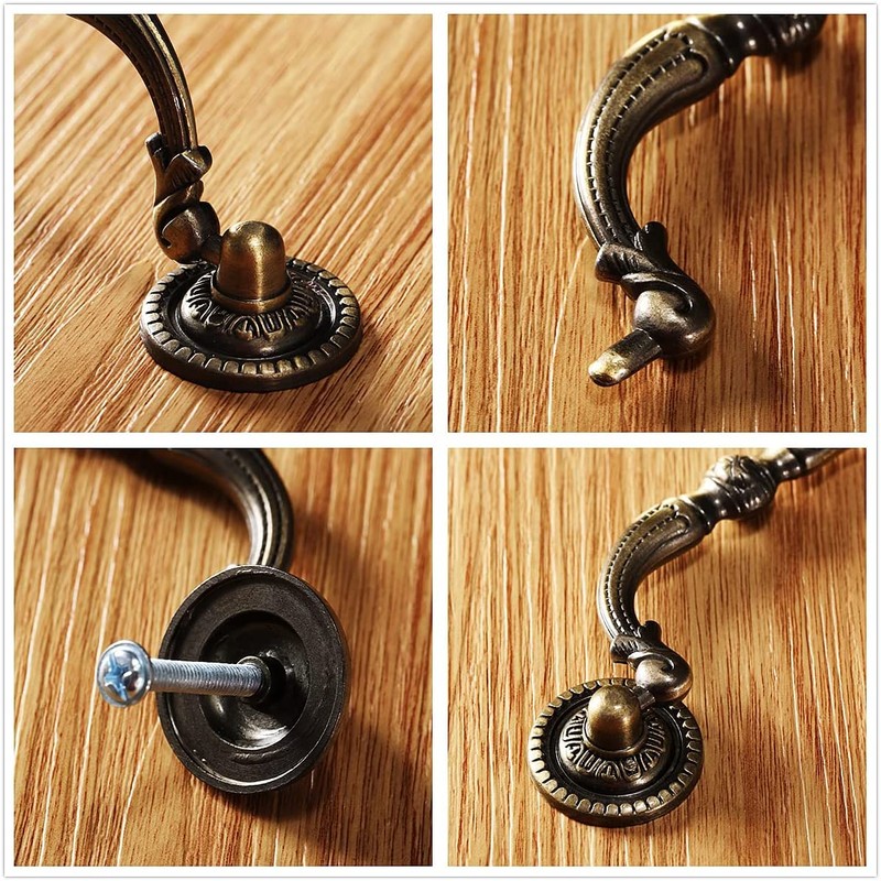 Mgoodoo Pack of 2 100 mm Antique Brass Cupboard Drawer