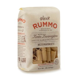 Rummo Mezzi Rigatoni Pasta N.51 - Rigatoni Pasta Noodles, Dry Rigatoni, Durum Wheat Pasta, Bronze Cut, Imported from Italy - 16 Ounce (Pack of 5)