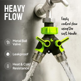 Garden Hose Splitter 2 Way – Heavy Duty All-Metal Water Spigot Splitter Y Adapter