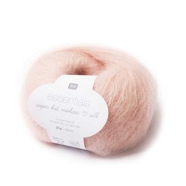 Rico Essentials Super Kid Mohair Loves Silk Colour 003 - Powder, Lace Yarn Made of Super Kid Mohair & Silk for Knitting and Crocheting, Lace Wool Needle Size 4.5 mm