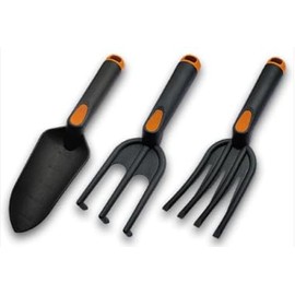 3 Piece Garden Tools Set - Wide Spade, Fork, Garden Claw, Gardening Hand Tools Set, Fiberglass Handles