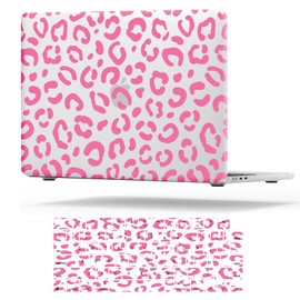 Leopard Case for MacBook Air 13 inch 2025 M4, 2024-2022 M3 M2 A3240 A3113 A2681, Cute Cheetah Animal Print Plastic Hard Shell & Keyboard Cover for MacBook Air 13.6 inch, Clear Pink Leopard Print