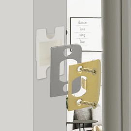 Nicerity Standard Door Strike Plate with Shim, Door Lock Latch Restorer Spacer Narrow Edge Frame Striker for Door Latch (Gold)