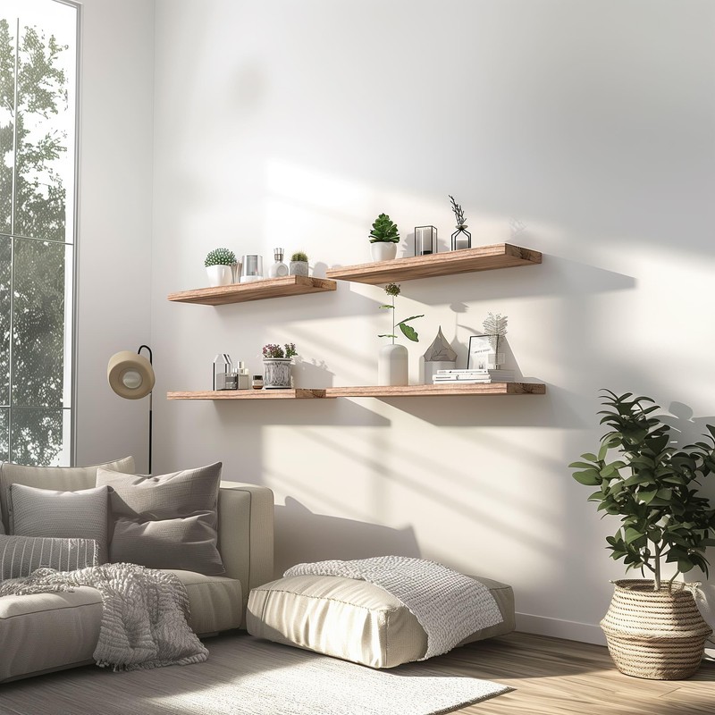 YFYEO Light Wood Floating Shelves for Wall Rustic Wall Shelf