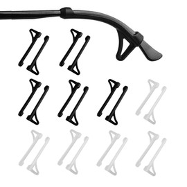 lvvfit Glasses Ear Cushion with Hook, Glasses Ear Grips Anti Slip Silicone Temple Tips Sleeves for Eyeglasses Ear Hooks Eyewear Retainers (Black+Clear,10Pairs)