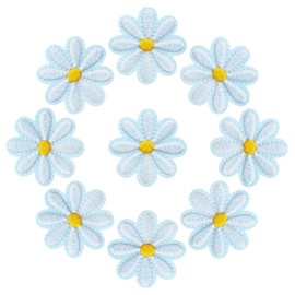 VGOL 40PCS Embroidery Patches Daisy Flower Pattern Appliques Sewing Iron-on for Clothing Hats Backpacks Jeans Repairing DIY Decoration Accessories Blue