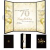 Thboxes 70Th Birthday Guest Book Alternative Sign, Black Gold, 18X12