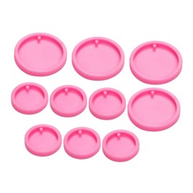 IWOWHERO 10Pcs Round Keychain Pendant Molds for DIY Crafts Smooth Epoxy Casting Molds Creative Key Hanging Accessories for Unique Handicrafts and Jewelry Making