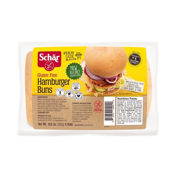 Schar Naturally Gluten-Free hamburger buns, 10.6 Ounce (Pack of 24)