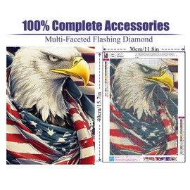 Independence Day Diamond Painting Kits for Adults,4th of July Diamond Art Kits for Adults Beginners,5D DIY Full Drill Crystal Rhinestone Diamond Dots Gem Art for Home Wall Decor 12x16 inch