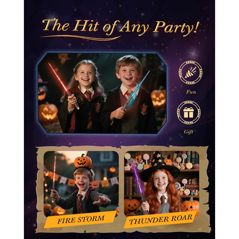 Pussan Wizard Spell Wand for Kids with Voice-Control & 5