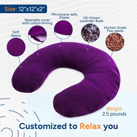 SunnyBay Microwave Heating Pad, Microwavable Heated Neck Pillow for Moist Hot Therapy, Aromatherapy Heated Neck and Shoulder Wrap with Flaxseed and Lavender Filling, FSA HSA Eligible, 2.5 lbs, Purple