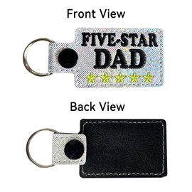 PHAWNGU Christmas Gifts for Dad, Dad Birthday Gifts, Fathers Gifts from Daughter Son, Dad Gifts, Five Star Dad Sparkly Vinyl Keychain Keyring
