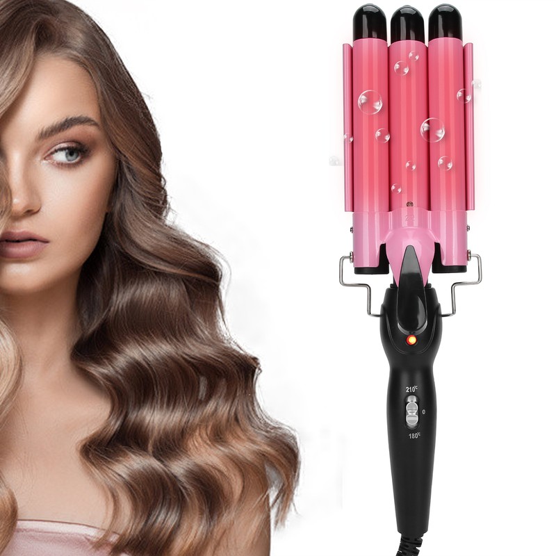 3 Barrel Curling Iron Wand Adjustable Hair Curler Waver Crimper