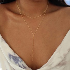 Lariat Gold Long Necklaces for Women Drop Chain Necklace Y-Shaped Body Chain Stack Wedding Necklaces Trendy