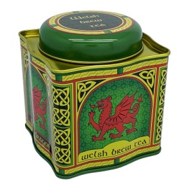 Royal Tara Welsh Brew Tea Loose Leaf Blend of African and Indian Kitchenware Teatime Hot Drinks Gross Weight:0.65 Ib. 50 Teabags Reusable Welsh Dragon Tin