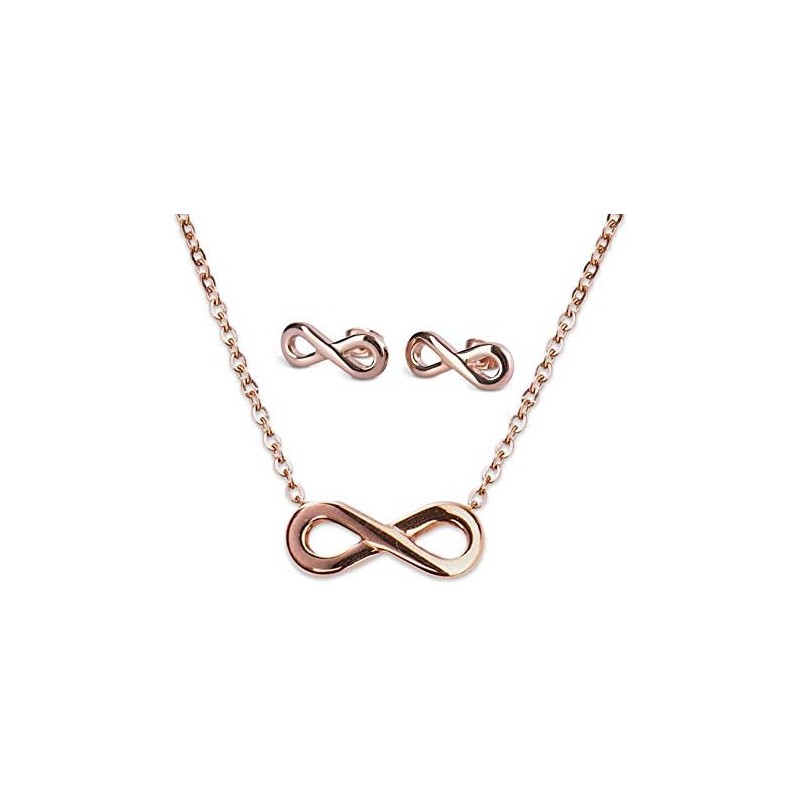 LuckyLy Set Joyería para Mujer Acero Inoxidable Baño Oro Rosa