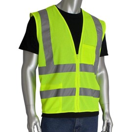 CustomGrips BY SISO SAFETY, 3X-Large Safety Vest with Reflective Strips, Neon Zipper Visibility and Pockets, Breathable Multipurpose Work Vest for Men and Women