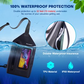 WILD HEART Waterproof Shoulder Bag Full Waterproof TPU Material Large Capacity with Transparent Camera Window (Black)
