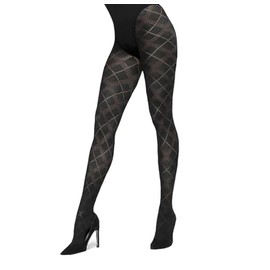 Aurellie Women opaque checkered diamond pattern tights 60 den