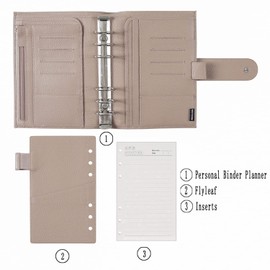 Moterm Personal Luxe Rings Planner - Genuine Leather Binder Organizer (30mm Ring, Pebble-Taupe)