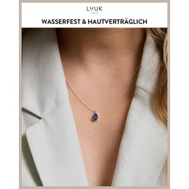 LUUK LIFESTYLE Filigree Sterling Silver Necklace with Basic Solitaire Crystal Pendant Zirconia Stone, Gift Idea for Women, Birthstone Chain, Sterling Silver Cubic Zirconia, Cubic Zirconia