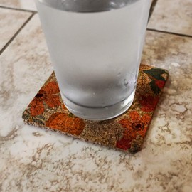 Give Thanks Thanksgiving Pumpkins Low Profile Novelty Cork Coaster Set