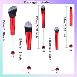 10Pieces Beadable Makeup Brushes Christmas Diy Makeup Comestic Brushes Beaded Brushes Kit for DIY Beaded Eyeshadow Brush (Beadable Makeup Brushes-10pieces=2Sets)