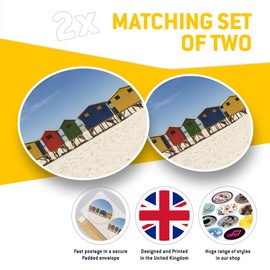 2 x 30cmVinyl Stickers - Colorful Beach Huts Summer Holiday Decals for Car Van Luggage Scrap Book Fridge #8091