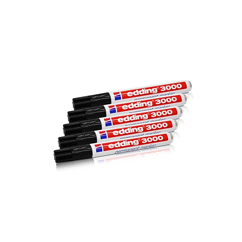 edding Permanent Marker 3000, Black, 1.5-3 mm, Refillable, Pack of