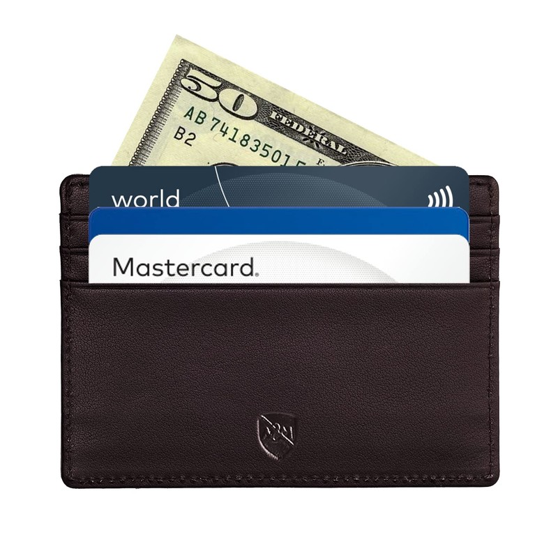 ALLEN & MATE Leather Card Holder Slim Wallet, RFID Blocking