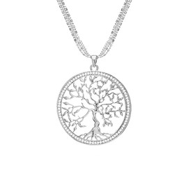 Taffstyle Women's Long Necklace Tree of Life with Crystal, Crystal Metal, Crystal