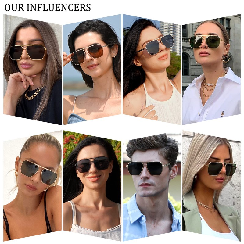 Dollger Oversized Square Sunglasses for Women Men Trendy Polarized Aviator