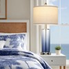 26" Coastal Blue Glass Table Lamps Set of 2, 3-Way