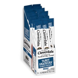 Cloverdale Tangy Snackers Beef Summer Sausage Stick 1 Ounce, 24 Pack – Individually Wrapped Summer Sausage Beef Sticks, Soft Bite Meat Sticks