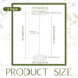 CroBlissful 2 Pcs Metal Drink Table Martini Cocktail Table Small Table with 360 Rotating Phone Holder Round Cocktail Stand Table for Small Spaces Bedroom Sofa Couch Chair Patio(White)