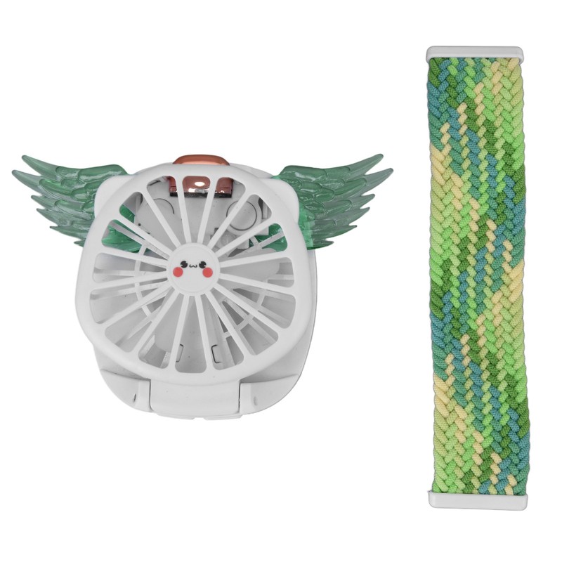 Mini Watch Fan Angel Wing Design USB Charging Wireless Braided