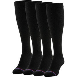 MediPeds mens 4 Pack Mild Compression Over the Calf athletic socks, Black, Shoe Size (M7-12, W10-13) US