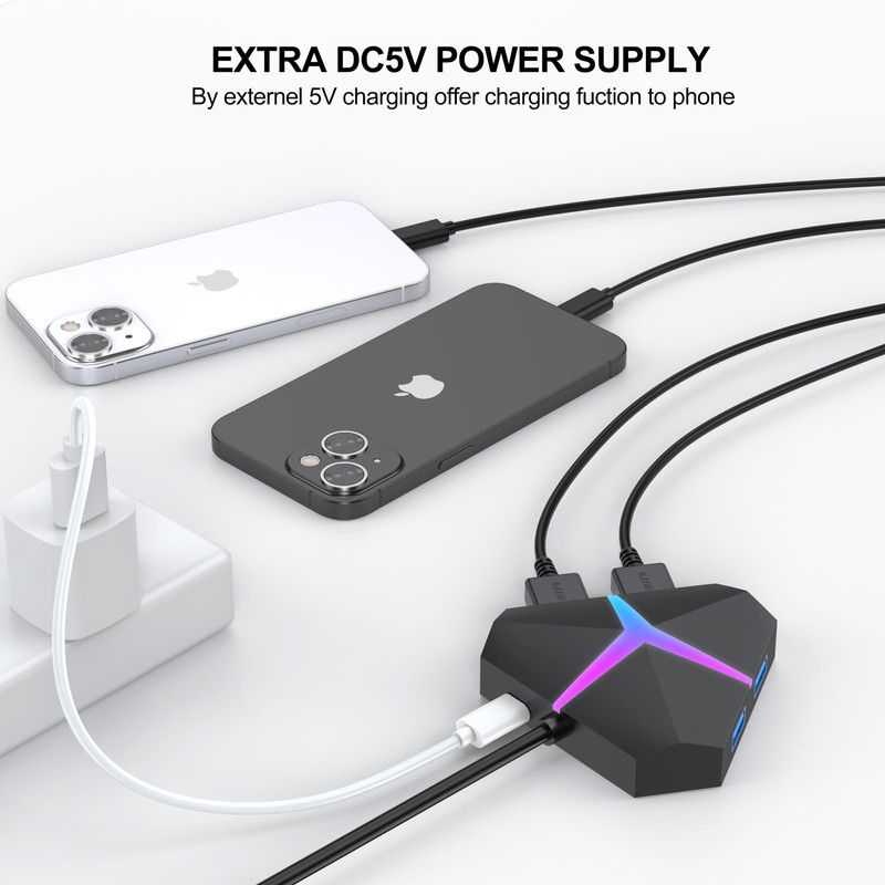 USB Splitter, FEMORO USB 3.0 Hub Expander 4 Port, Multi