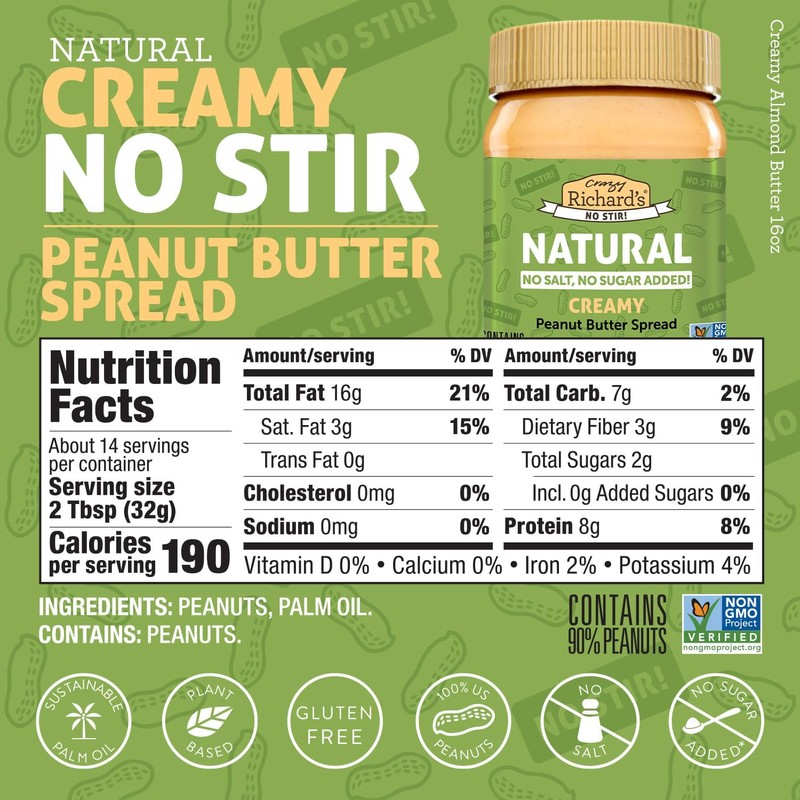 Crazy Richard's Creamy No Stir Peanut Butter with No Added