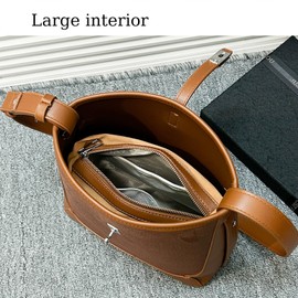 Bucket Bags For Women Suede Bag Fashion Simplicity Crossbody Purses Leather Shoulder Purses Adjustable Strap Satchel, Brown